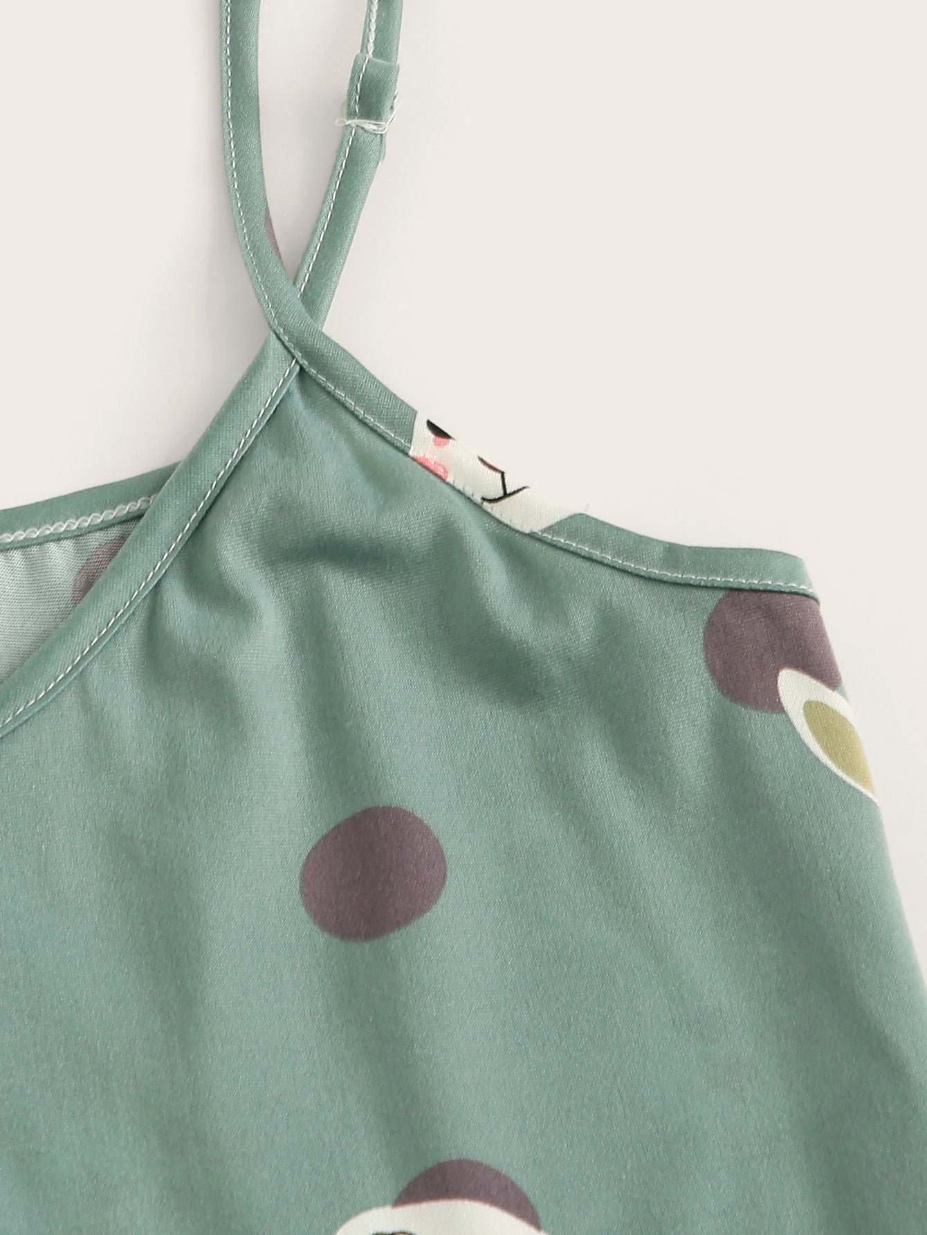 Conjunto de Pijama / Camiseta Alça com Estampa de Coelho Poá e Máscara para os Olhos