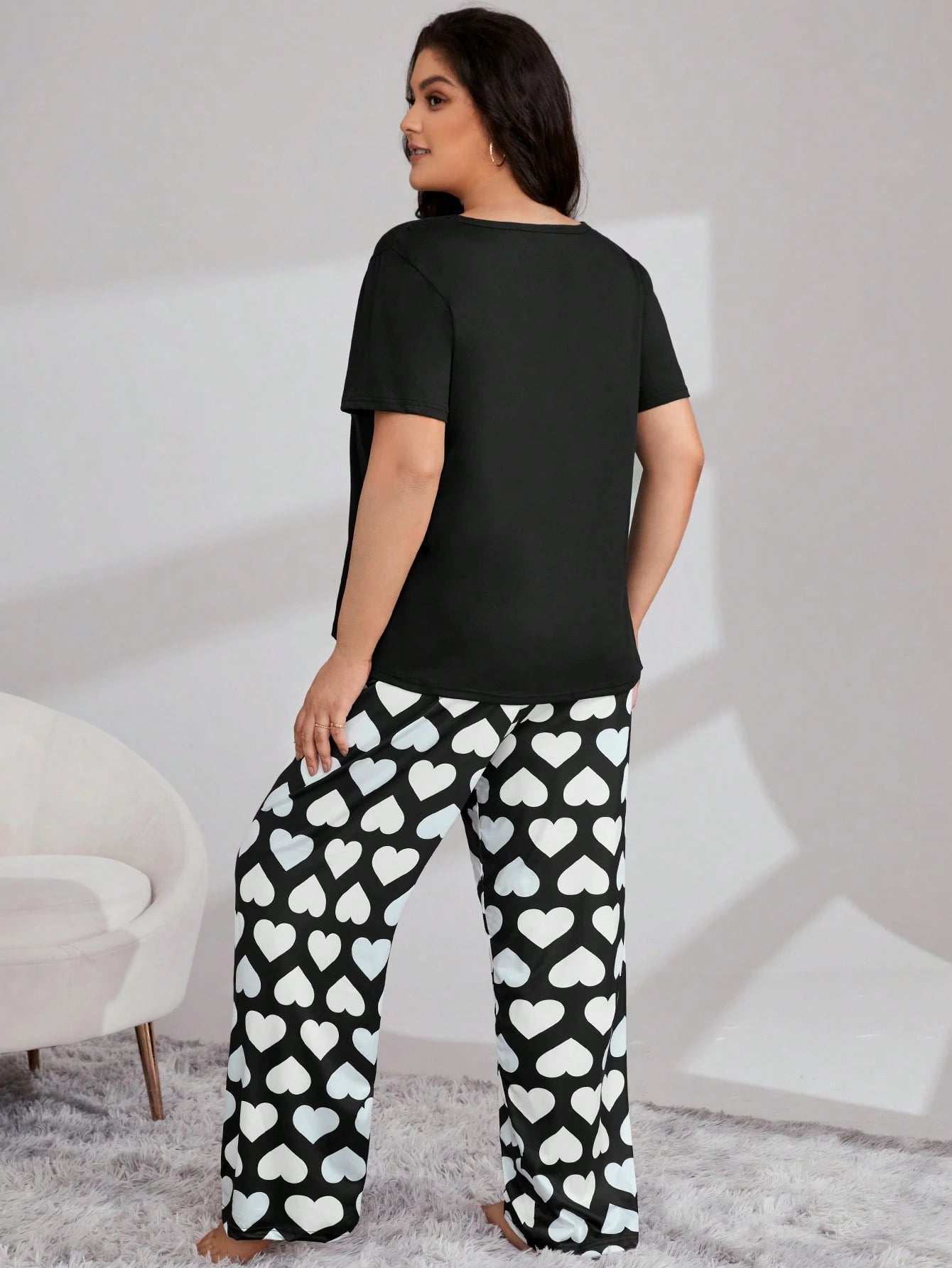 Conjunto de Pijama com Bolso Remendado de Xadrez