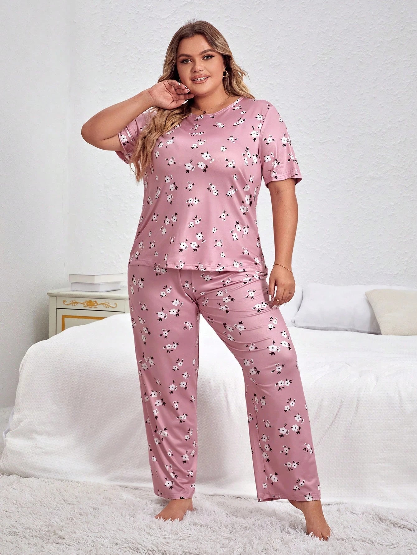 Conjunto de Pijama com Estampa Floral Plus