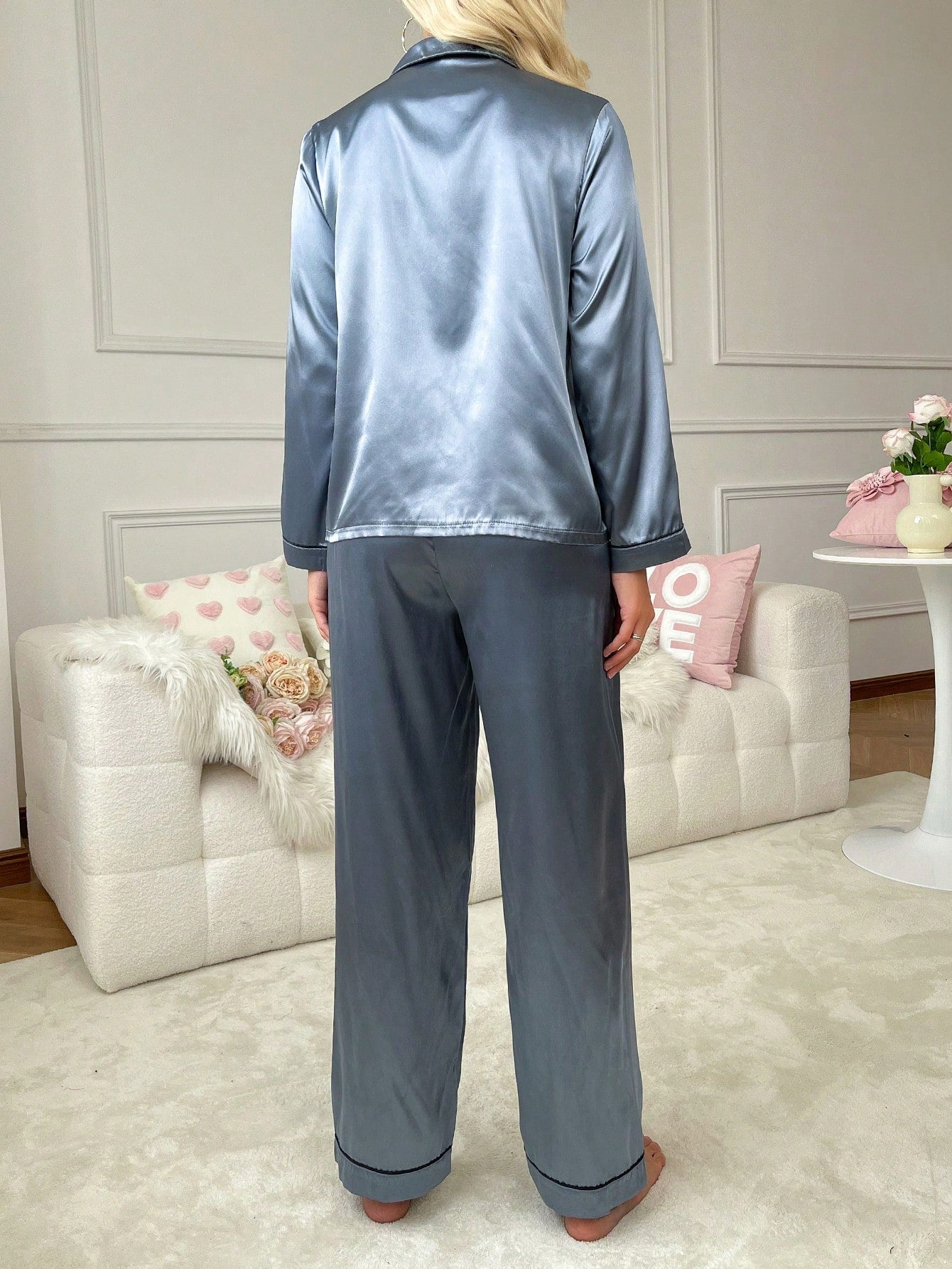 Conjunto de Pijama Feminino Tecido Jacquard Estampa de Animal