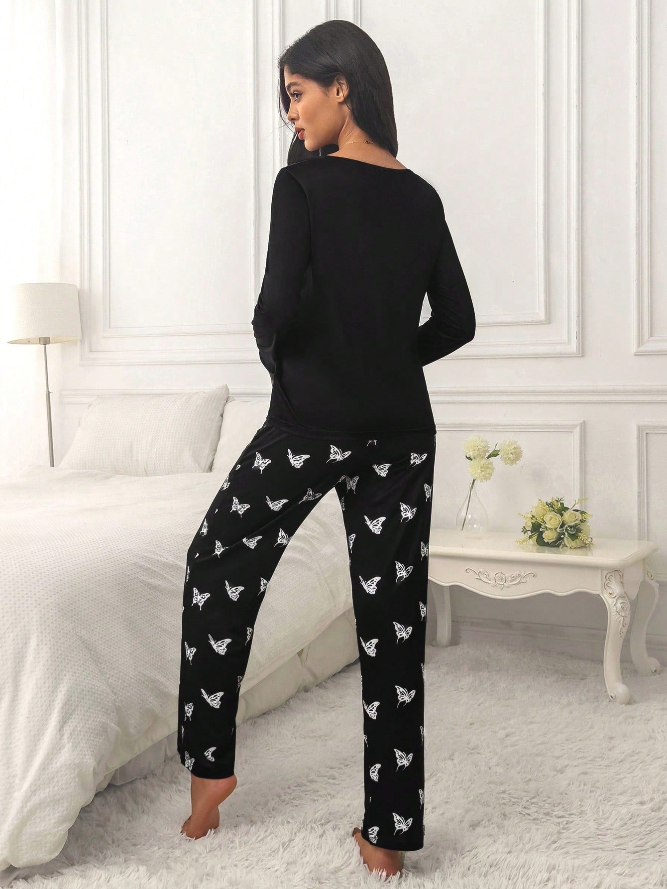 Pijama Longo Borboletas Delicadas Jasmine