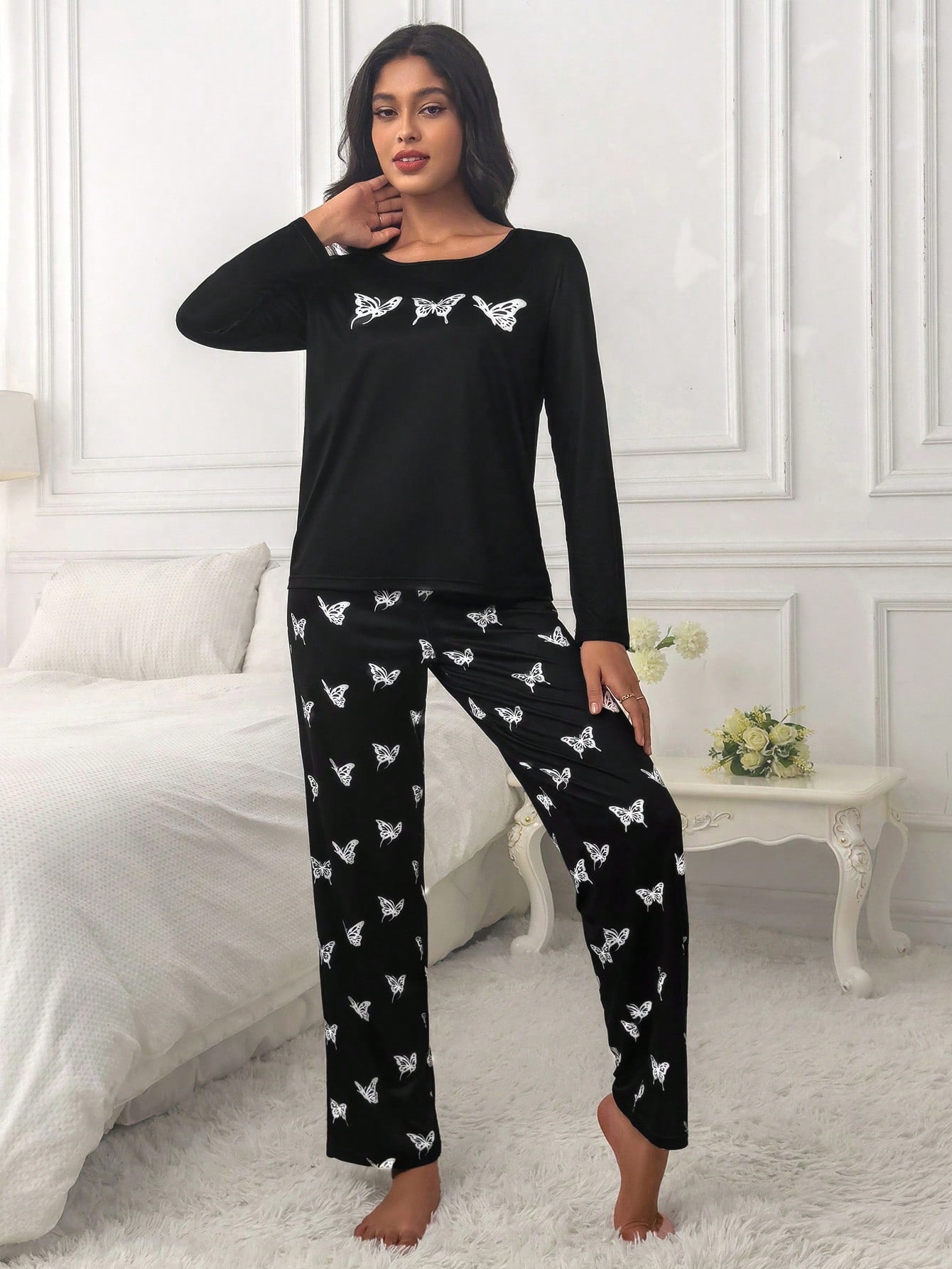 Pijama Longo Borboletas Delicadas Jasmine