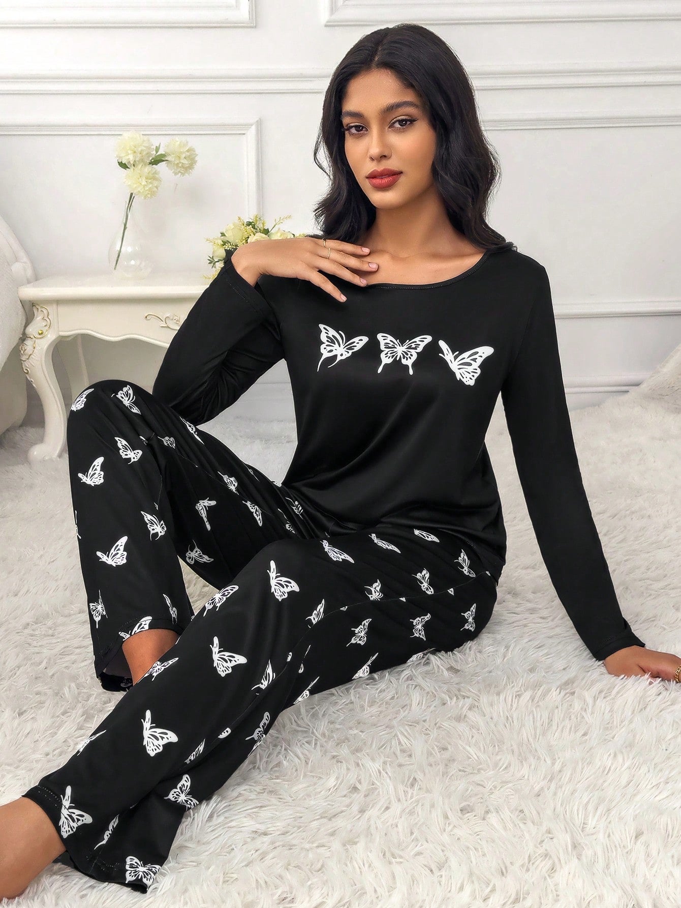Pijama Longo Borboletas Delicadas Jasmine