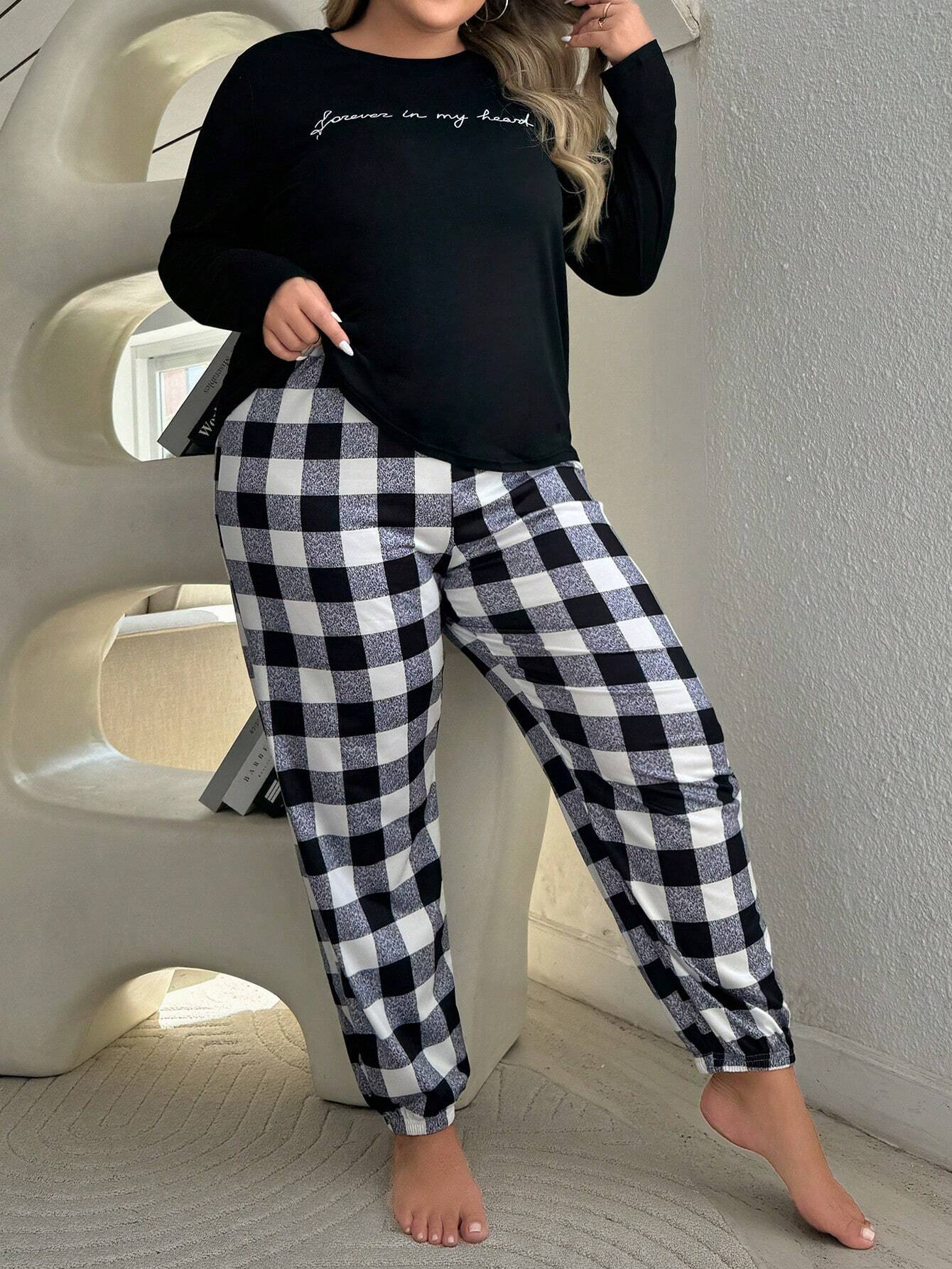 Pijama Longo Plus Size Xadrez Jordana